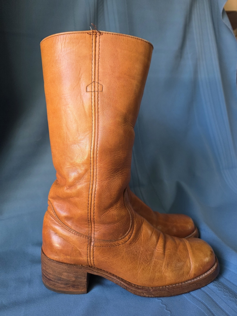 Frye Vintage 70s  Black Label Campus Boots Sunrise Banana Leather Men 9 D USA